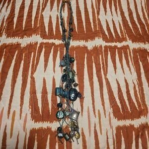 Blue Multi-Bead Tassel Necklace